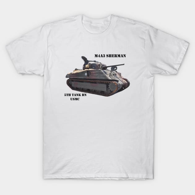 M4A3 Sherman black text T-Shirt by Toadman's Tank Pictures Shop